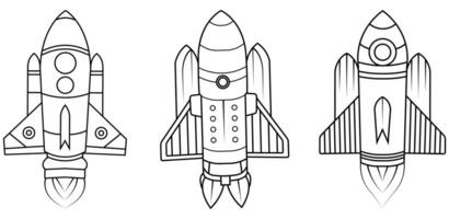 Rocket outline drawing coloring book page vector