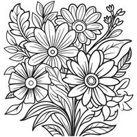 Luxury floral outline drawing coloring book pages line art sketch vector