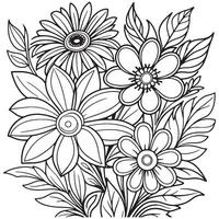 Luxury floral outline drawing coloring book pages line art sketch vector