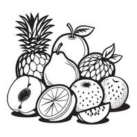 Fruits outline coloring page illustration for children and adult vector