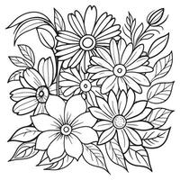 Luxury floral outline drawing coloring book pages line art sketch vector