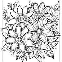 Luxury floral outline drawing coloring book pages line art sketch vector