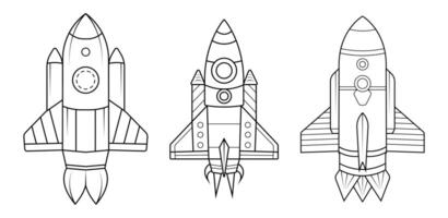 Rocket outline drawing coloring book page vector