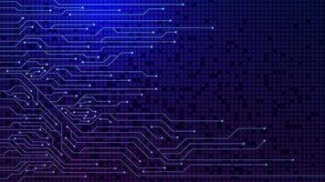 Blue circuit board technology futuristic. Abstract Scifi PCB trace data transfer. Digital communication and network connection concept background. Vector illustration.