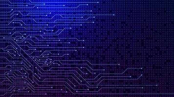 Blue circuit board technology futuristic. Abstract Scifi PCB trace data transfer. Digital communication and network connection concept background. Vector illustration.