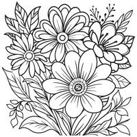 Luxury floral outline drawing coloring book pages line art sketch vector