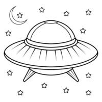 ufo outline drawing coloring book page vector