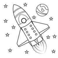 Rocket outline drawing coloring book page vector