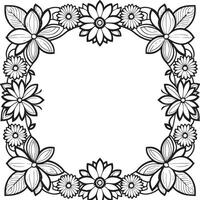 Children's floral outline illustration doodle coloring book hand drawn vector