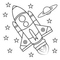 Rocket outline drawing coloring book page vector