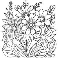 Luxury floral outline drawing coloring book pages line art sketch vector