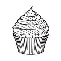 Cupcake outline coloring page illustration for children and adult vector