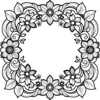 Children's floral outline illustration doodle coloring book hand drawn vector