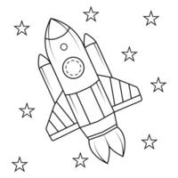 Rocket outline drawing coloring book page vector