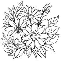 Luxury floral outline drawing coloring book pages line art sketch vector