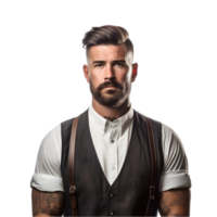 AI generated portrait of young professional barber on transparent background PNG image