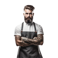 AI generated portrait of young professional barber on transparent background PNG image