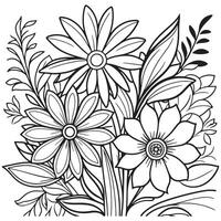 Luxury floral outline coloring book pages line art sketch vector