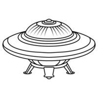 ufo outline drawing coloring book page vector