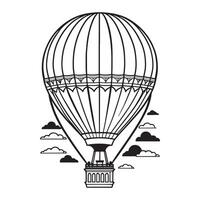 Hot air balloon outline coloring page illustration for children and adult vector