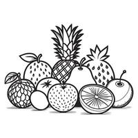 Fruits outline coloring page illustration for children and adult vector