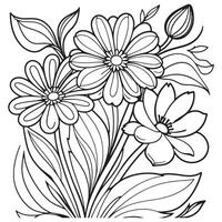 Luxury floral outline drawing coloring book pages line art sketch vector