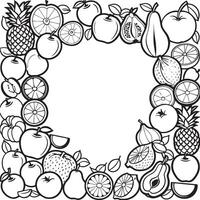 frutas contorno colorante página ilustración para niños y adulto vector