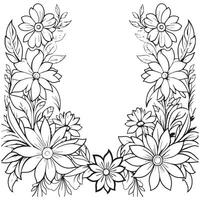 Children's floral outline illustration doodle coloring book hand drawn vector