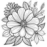 Luxury floral outline drawing coloring book pages line art sketch vector