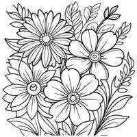 Luxury floral outline drawing coloring book pages line art sketch vector