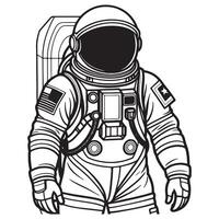 astronaut outline coloring page illustration for children and adult vector