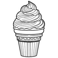 Ice cream outline coloring page illustration for children and adult vector