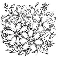 Luxury floral outline drawing coloring book pages line art sketch vector