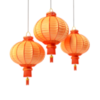 ai generato Cinese lanterne su trasparente sfondo png Immagine