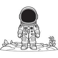 Children astronaut outline coloring page illustration for children and adult vector