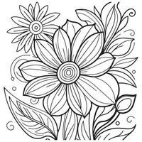 Luxury floral outline drawing coloring book pages line art sketch vector