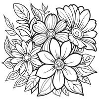 Luxury floral outline drawing coloring book pages line art sketch vector