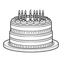 Cake outline coloring page illustration for children and adult vector