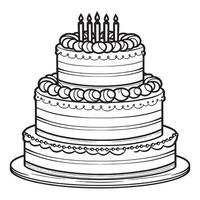 Cake outline coloring page illustration for children and adult vector