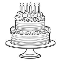 Cake outline coloring page illustration for children and adult vector