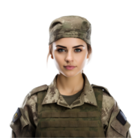 ai generado retrato de un militar mujer en transparente antecedentes png imagen