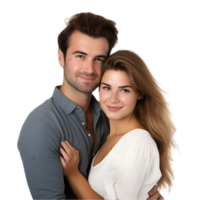 AI generated portrait of young couple on transparent background PNG image