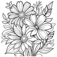 Luxury floral outline drawing coloring book pages line art sketch vector