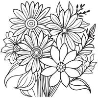 Luxury floral outline drawing coloring book pages line art sketch vector