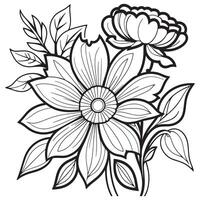 Luxury floral outline drawing coloring book pages line art sketch vector