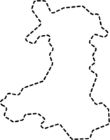 dash line drawing of wales map. png