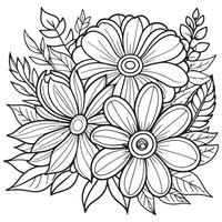 Luxury floral outline drawing coloring book pages line art sketch vector