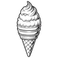 Ice cream outline coloring page illustration for children and adult vector