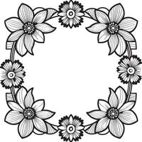 Children's floral outline illustration doodle coloring book hand drawn vector