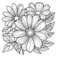 Luxury floral outline coloring book pages line art sketch vector